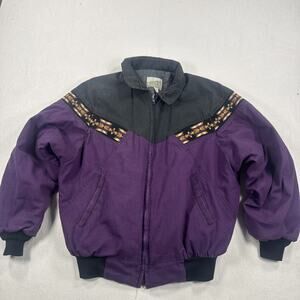 Vintage Express Riders Western Jacket Purple Southwestern Saddle Blanket Size L